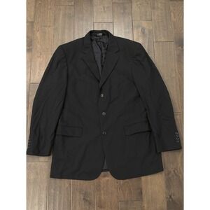 Jos A Bank Blazer Mens Size 43L‎ Black Sports Coat Jacket 100% Wool Three-Button